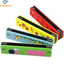 LeadingStar мультфильм печать 16 отверстий деревянная гармоника музыкальный инструмент обучающая игрушка подарок для детей zk15