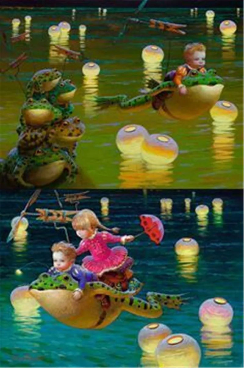 

5D Diamond Painting Cross Stitch Lantern in water Crystal Needlework Diamond Embroidery Full Diamond Decorative cube drill