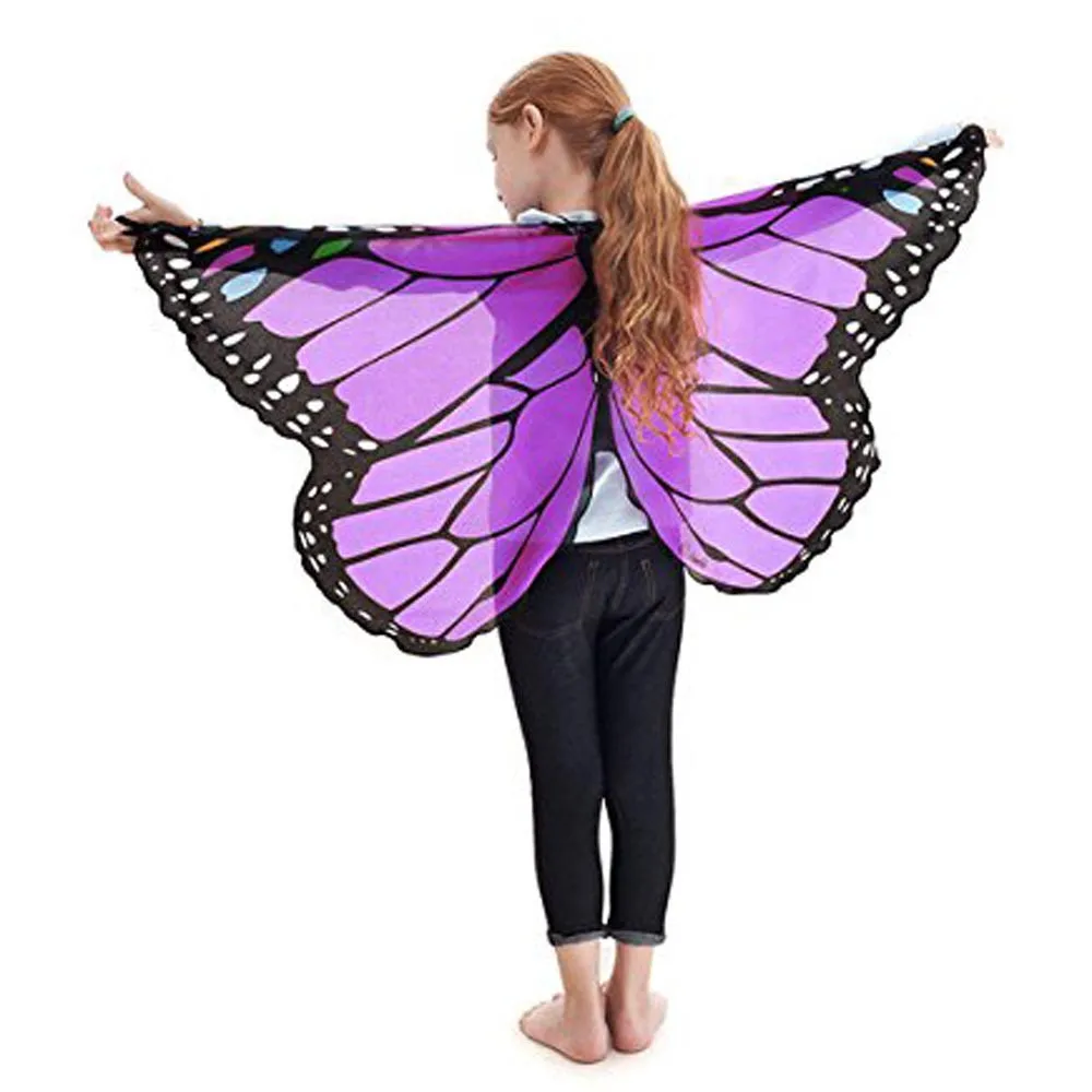 Mode Kind Kinder Mädchen schal Böhmischen stil Schmetterling Print Schal Pashmina Kostüm Zubehör ponchos und capes # H20