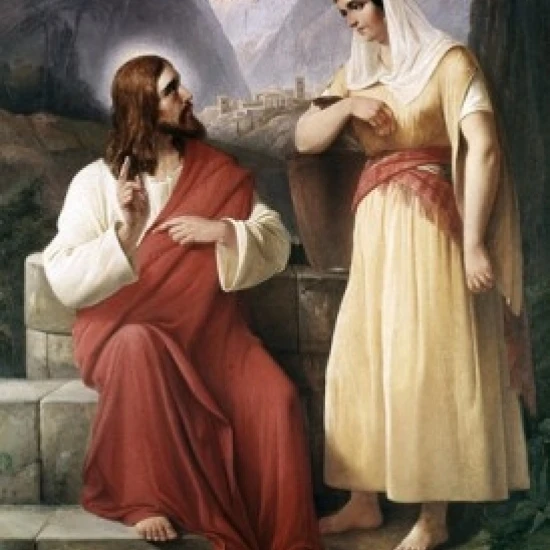 Christ and the Samaritan Woman at the Well Christian Schleisner (1810-1882) Valgmenigheds Church Denmark Print (18 x 24)
