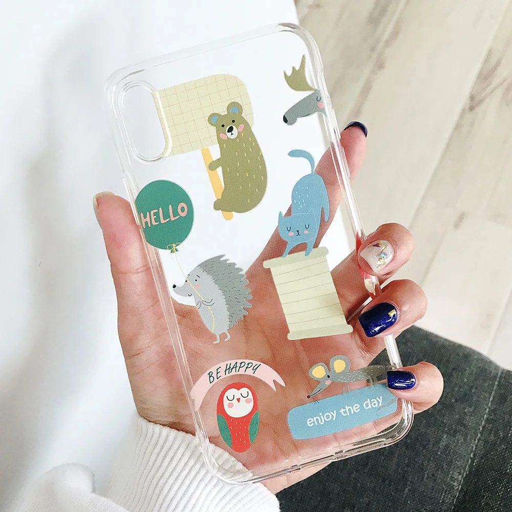 KIPX1072C_3_JONSNOW Transparent Soft Case For iPhone 6S 7 8 Plus Cute Funny Dinosaur Pattern Phone Cover For iPhone XS XR XS Max Capa Coque Fundas