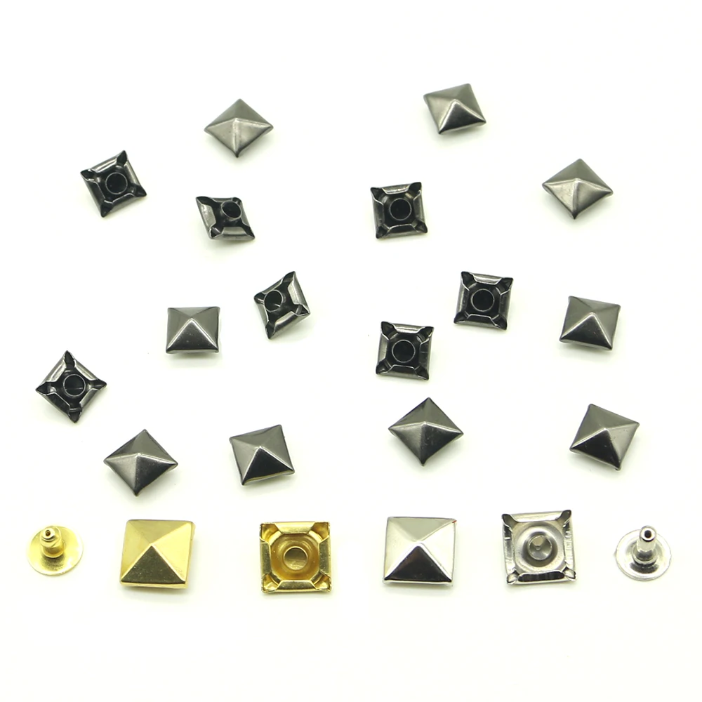New alloy Rivets 50sets/pack 8/9/10mm square pyramid rivets/bags/shoes/clothes, punk DIY rivet studs spikes for clothing H-10