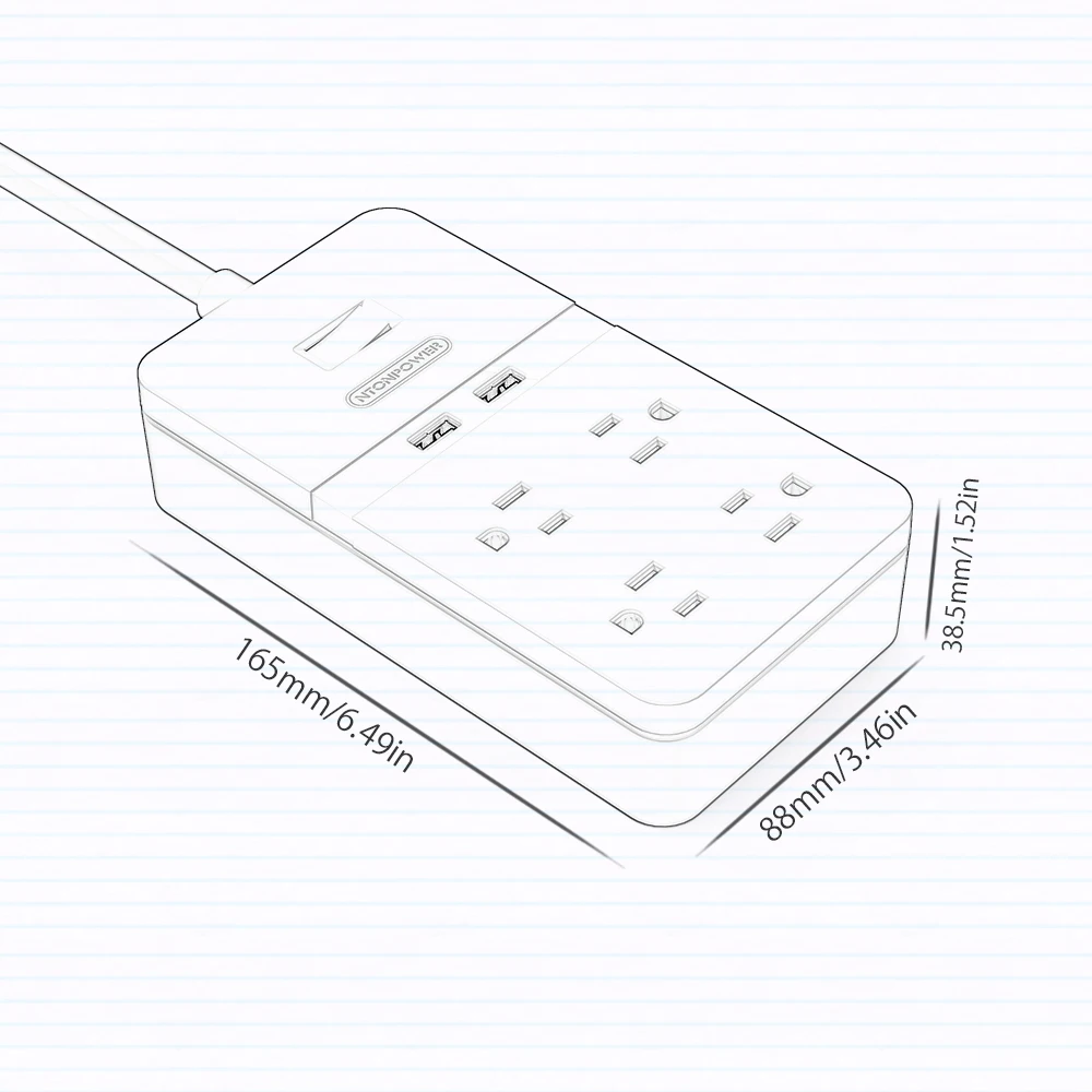 NTON POWER 4 Outlet Smart Power Strip с 2 usb портами защита от перегрузки и перенапряжения