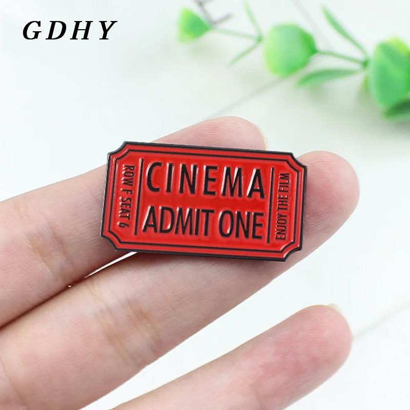 GDHY Brooch Cinema Admit One Red Movie Ticket Enamel Pins Film Custom Pastel Brooches Denim Shirt Lapel Pin Punk Jewelry | Украшения и