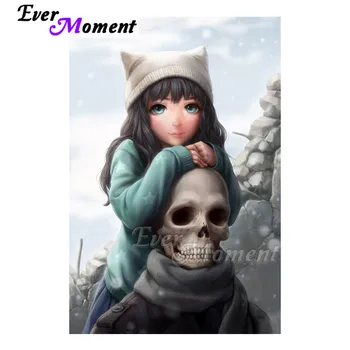 

Ever Moment Diamond Painting 5D DIY Girl Skull Picture Of Rhinestone Mosaic Full Square Drill Diamond Embroidery Art 3F2002
