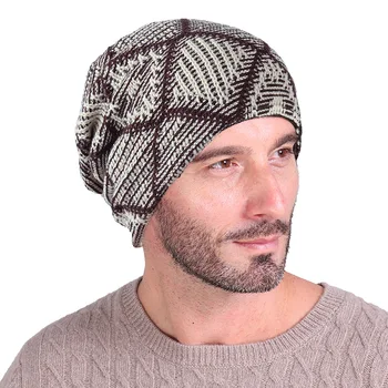 

Thick Warm Hat Cap Bonnet Skullies Beanie Soft Knitted Beanies Cotton 2018 Fashion Men's Winter Fall Knitted Ski Hat