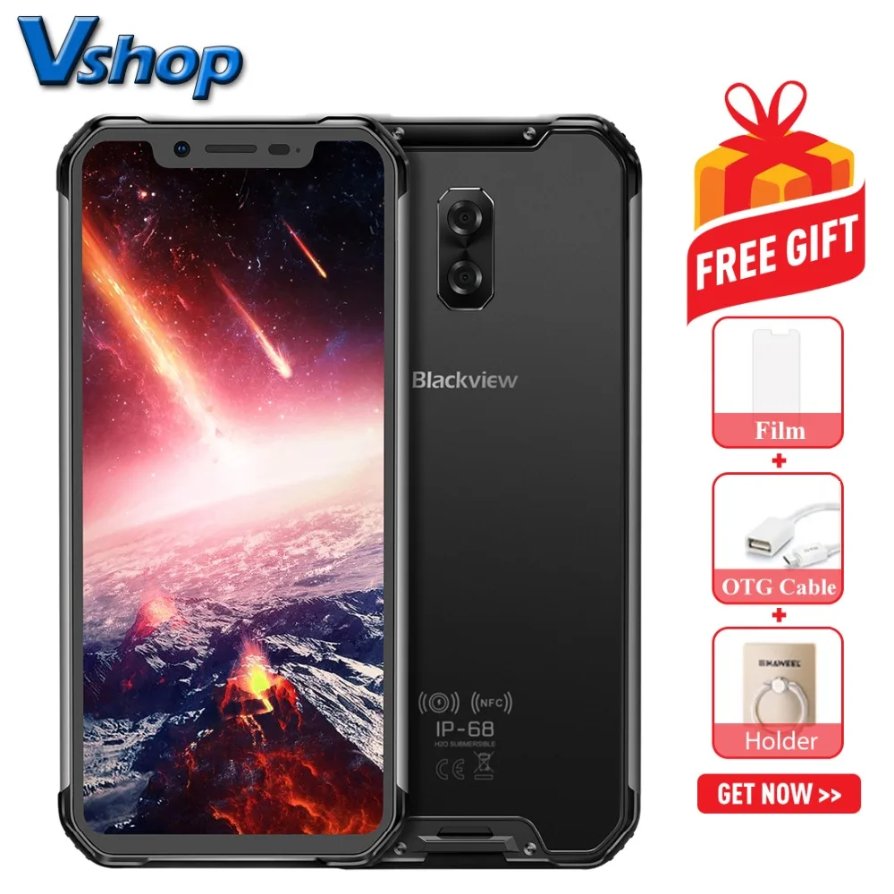 

Original Blackview BV9600 Pro IP68 Waterproof Mobile Phone Android 8.1 6GB+128GB Helio P60 Octa Core 5580mAh FHD NFC Smartphone
