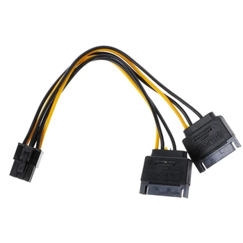 

Dual 15-Pin SATA Power To 6-Pin PCI-E PCI Express Adapter Cable Wire For Video Card