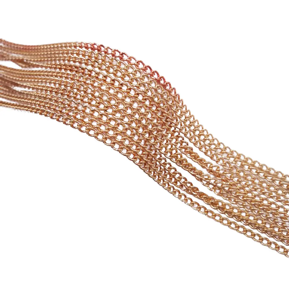 KC Gold Color 100m 2x3mm 3x4mm Encryption Curb Chains Metal Link Chain Findings for Jewelry