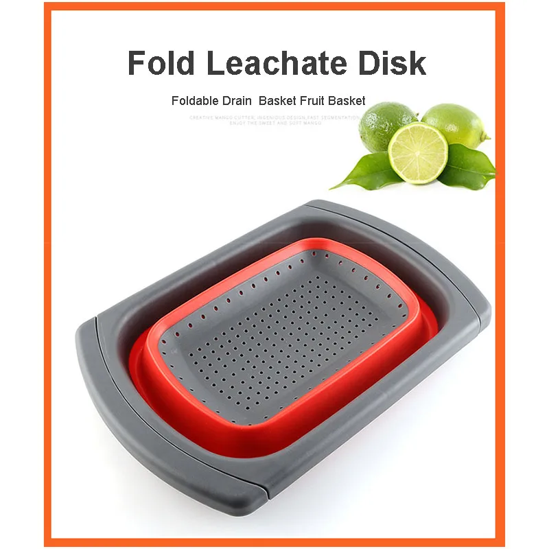 

Fruit Vegetable Folding Draining Basket Kitchen Strainer Collapsible Colander Retractable Handles Silicone Kitchen Tool Supplies