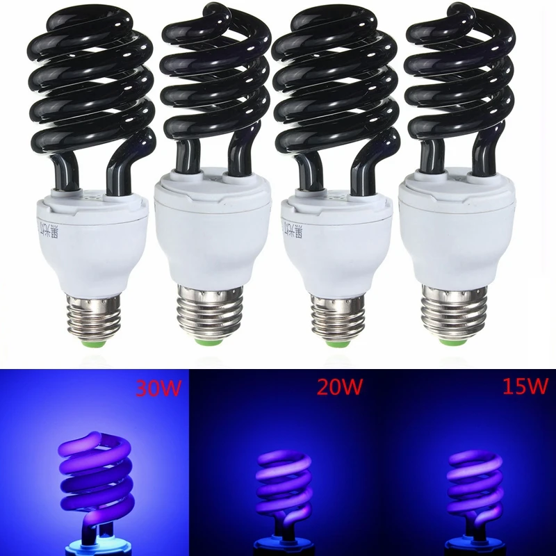 

E27 15/20/30/40W AC 220V 300-400nm Spiral Enegy Saving UV Ultraviolet Fluorescent Black Light CFL Light Bulb Violet Lamps
