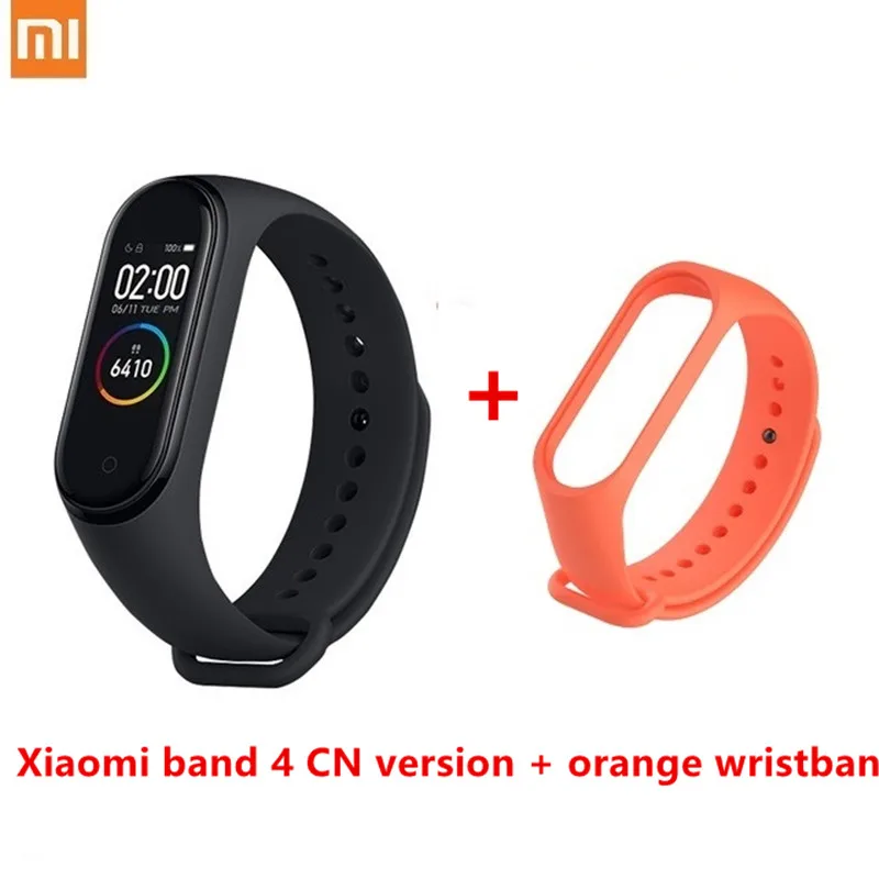 Xiaomi Mi band 4 smart AI фитнес-трекер для измерения сердечного ритма 50 м водонепроницаемый сенсорный цветной экран Bluetooth 5,0 браслет - Цвет: 4 n orange strap