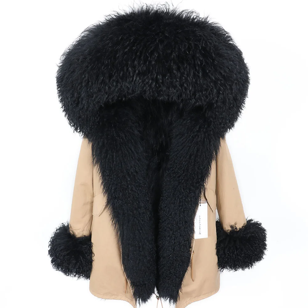 Высококачественная меховая подкладка из меха енота, пальто, роскошная натуральная шерсть, теплые женские модные меховые пальто, зимняя куртка - Цвет: Лаванда