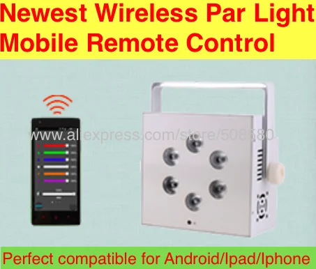 

8pcs/lot, New arrival Mobile Remote Control 6x10w RGBW 4IN1 or 6x12w RGBWA/UV 5in1 LED WIRELESS BATTERY Par LIGHT DMX