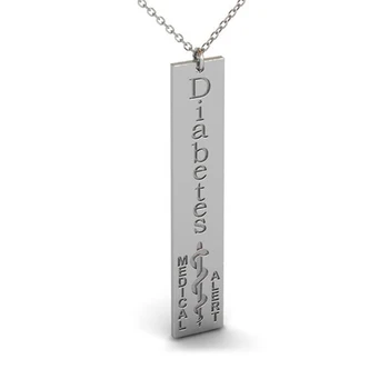

Ufine Personalized name or words Medical Alert Diabetes Bar Medical ID Necklace cooper high quality pendant necklace N2102