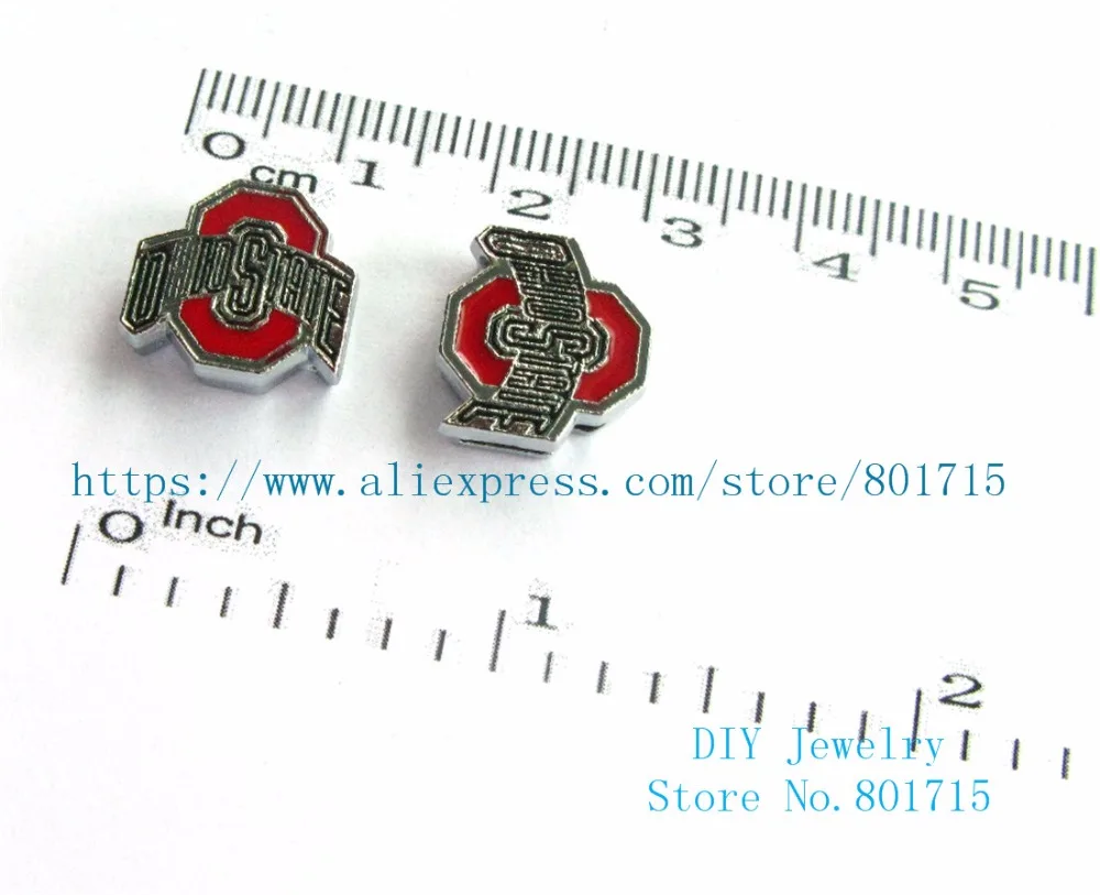 

as gift Wholesale 5pcs zinc alloy ohio state Internai Dia:8mm Slide Charms can through 8mm Belt Pet Collar SL457