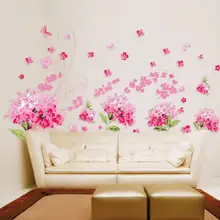 Высокое качество цветок Para Sakura DIY Съемные художественные виниловые наклейки на стену Декор Настенная Наклейка AY957