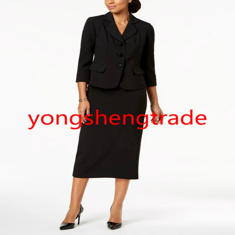 

Black Women Suit Custom Made Three Button Skirt Suit 133