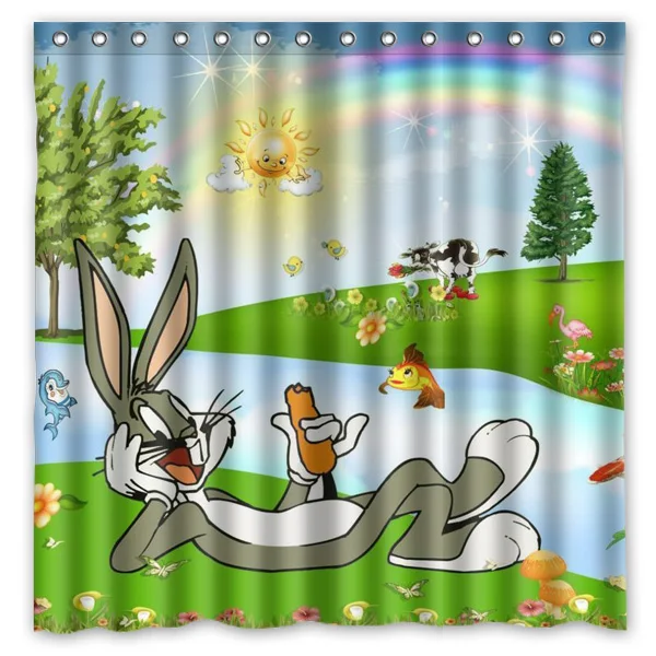 2016 Bugs Bunny Waterproof Polyester Shower Curtain Cartoon Rabbit Mildewproof Bath Curtains