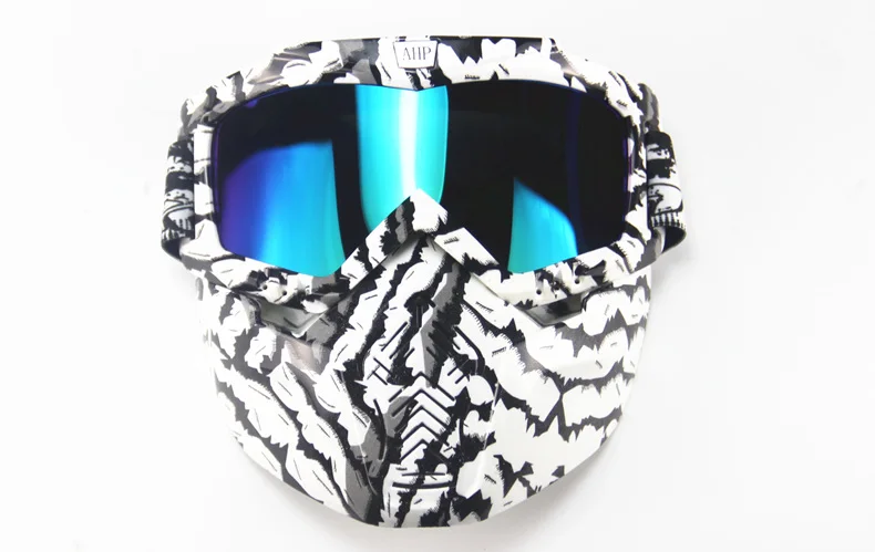 AHP Прохладный Ретро Винтаж мотоциклетный шлем маска Съемные очки стекло и рот фильтр идеально подходит для заездов половина шлем - Цвет: zebra colorful