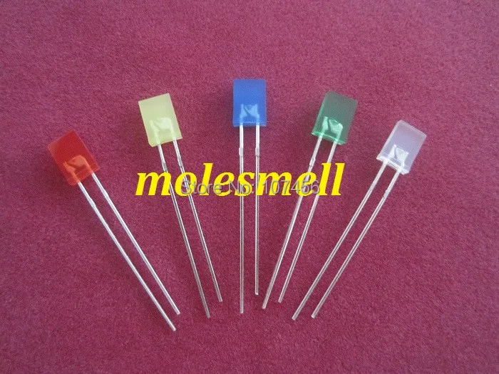 Pces Retângulo Vermelho Amarelo Azul Verde Branco Difuso Led 1000 2x5x7mm