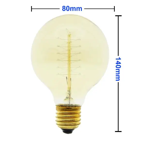 Лампы Эдисона ретро лампы накаливания винтажные ST64 A19 G80 T45 лампы накаливания винтажные ампулы лампы накаливания лампы Эдисона - Цвет: G80