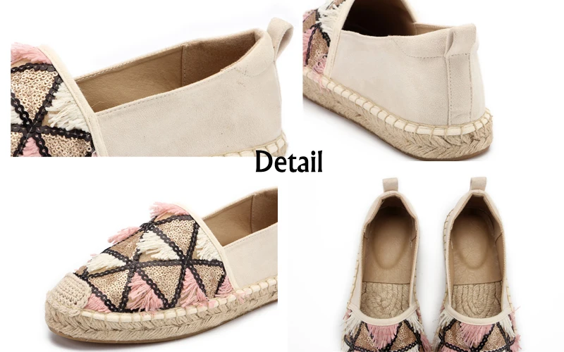 MInmclas Alpargatas Espadrilles; шикарные удобные слипоны; Женские Повседневные тапочки; дышащие льняные парусиновые туфли из конопли с кисточками и блестками для девочек