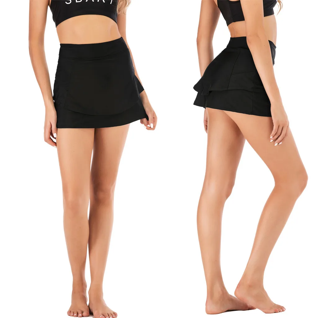 

KLV Swimwear Women Bikini Bottom High Waist Swim Skirt Bikini Bottom Swimwear Summer Beach Briefs Bottoms #4