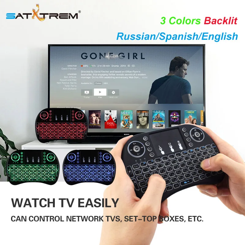 

3 color backlit i8 Mini Wireless Keyboard 2.4Ghz English Russian Spanish Air Mouse with Touchpad Remote Control Android TV Box