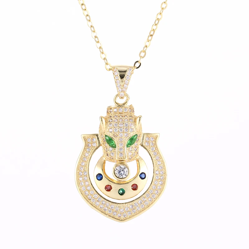 

Hot Trendy Jewelry Vintage Zircon Leopard Head Necklace For Women Men Accessories Handmade Gold Chain Pendants Bijoux Chokers