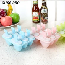 1 шт., Летний стиль, инструменты для приготовления пищи, 8 ячеек, прямоугольная форма, многоразовые DIY Мороженое, поп-формы, присособление для приготовления эскимо, случайный цвет