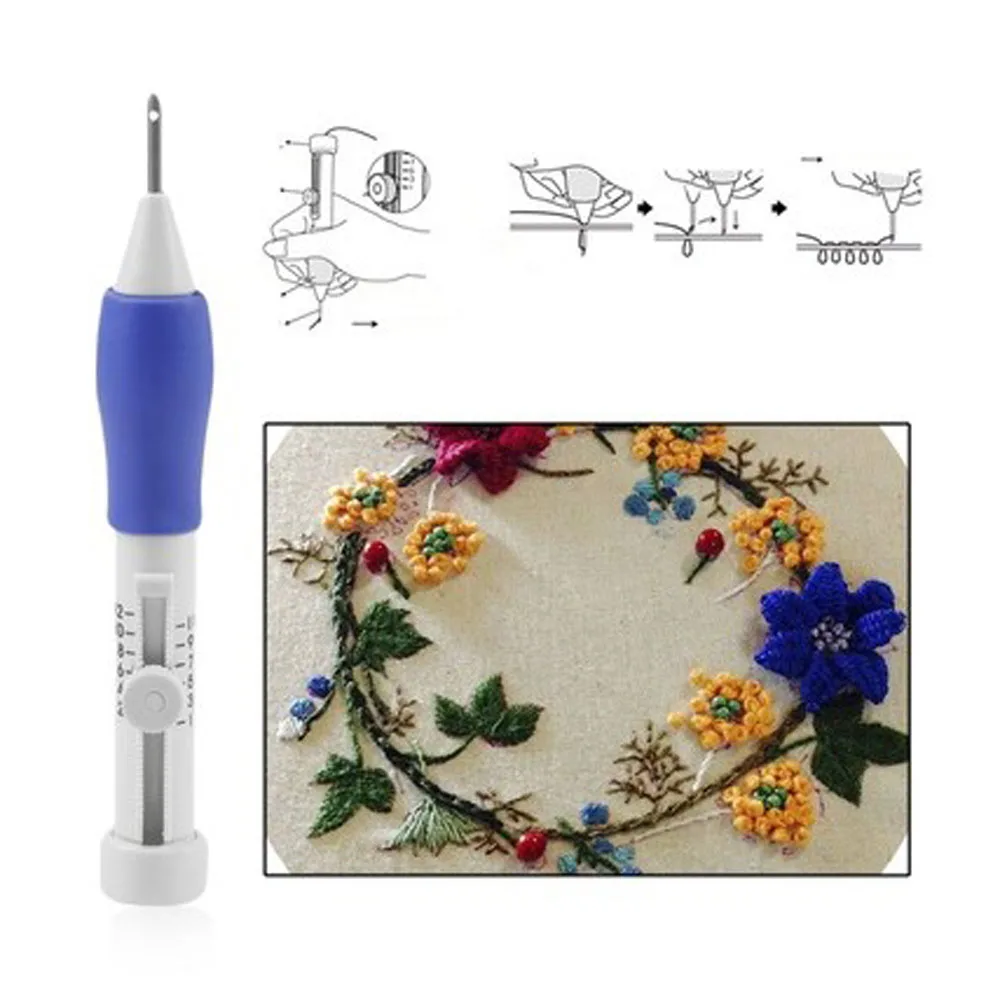 

6Pcs/Set Hot Pratical ABS Plastic DIY Crafts Magic Embroidery Pen Set DIY 1.3mm 1.6mm 2.2mm Punch Needle Sewing Accessories