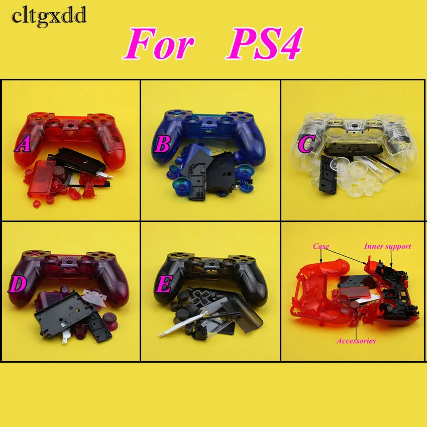 Cltgxdd Clear Housing Case Button Key Kit Per Controller Ps4 Cover Trasparente Shell Cover Gamepad Replacment