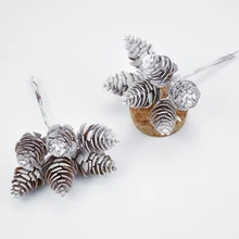 6 шт./набор искусственные растения, ненастоящие рождественские украшения из соснового конуса для дома, Свадебные гирлянды, цветы ручной работы для скрапбукинга