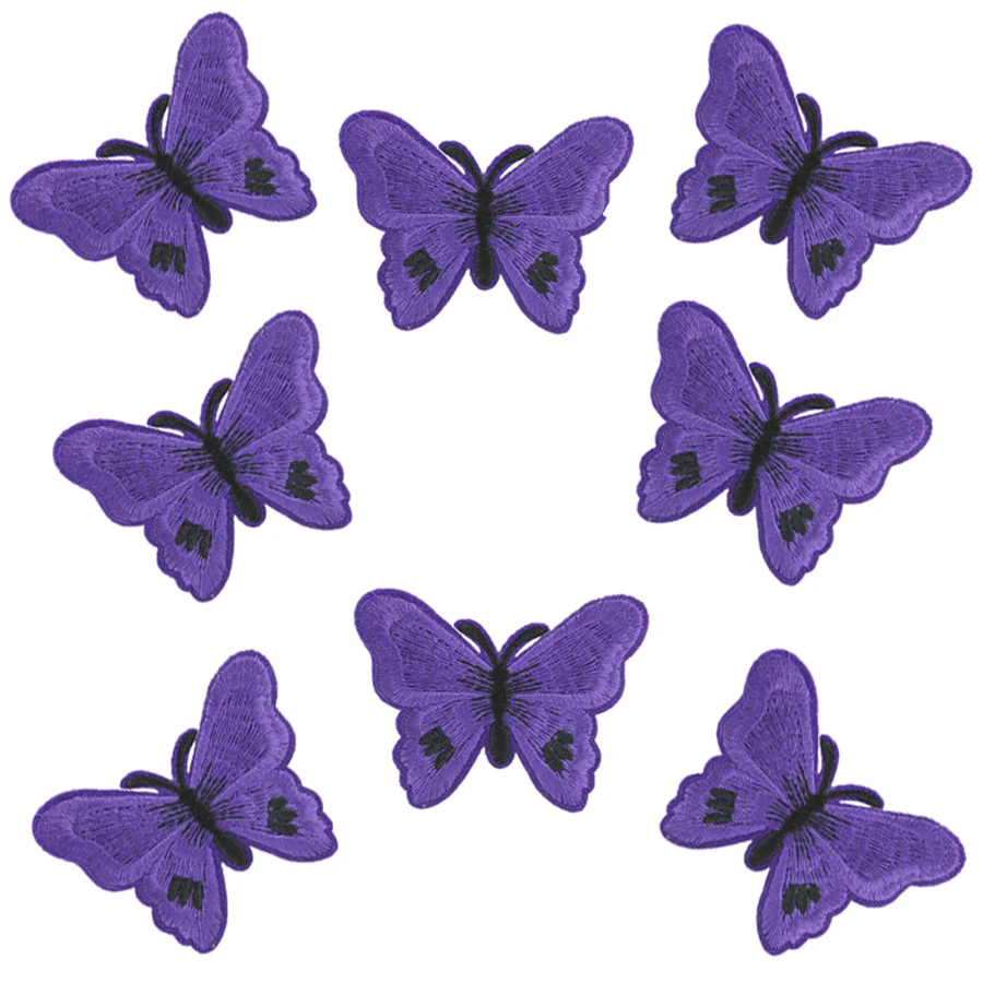 10Pcs Purple Butterfly Patches for Clothing Iron On Or Sew Fabric