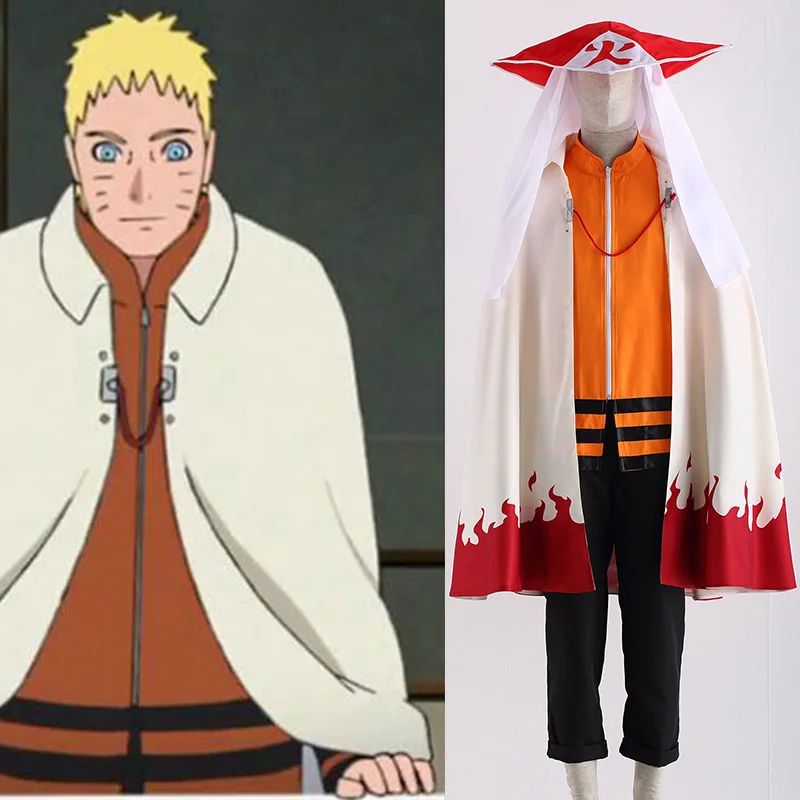 Японское аниме последний фильм Наруто 7 Hokage Boruto Uzumaki костюм плащ для косплея набор со шляпой на Хэллоуин