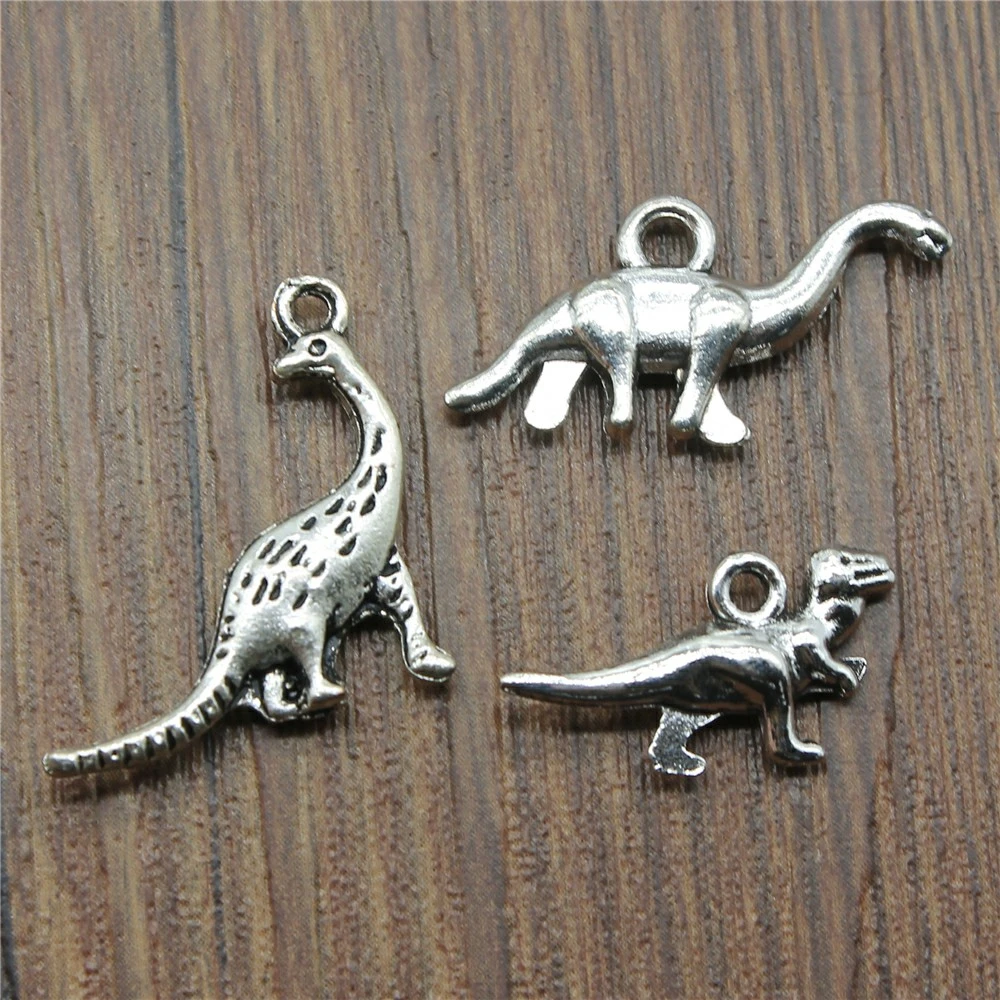 Lot 50pcs Dinosaur Antique Silver Charms Pendants For Jewelry Making DIY 26*14mm