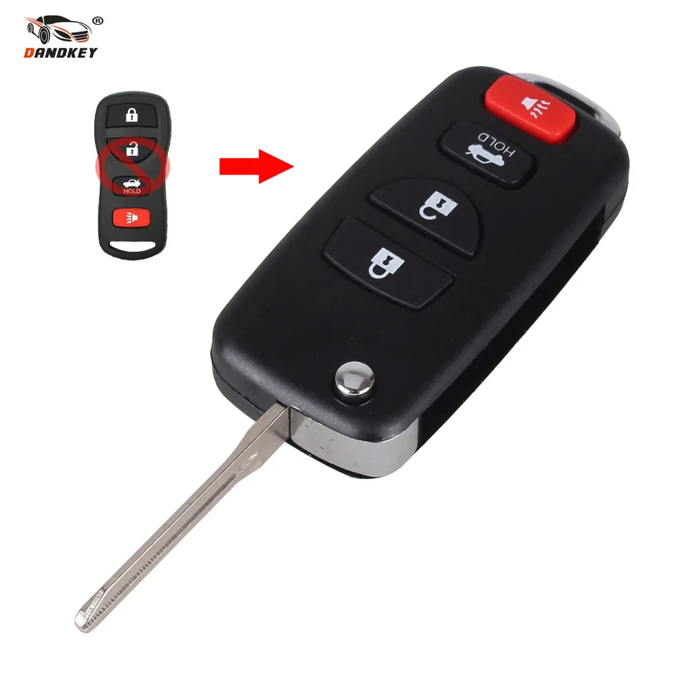

DANDKEY Remote Key Shell Case Folding Flip Fob For INFINITI G35 I35 350Z For Nissan Sentra Altima Maxima 4 Button