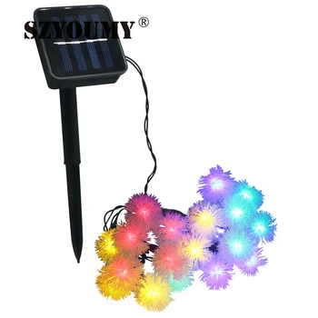 

SZYOUMY RGB 20 LED Solar Outdoor String Fairy Lights Chuzzle Ball Lights 2/8Mode For Outside Garden Camping Party Christmas