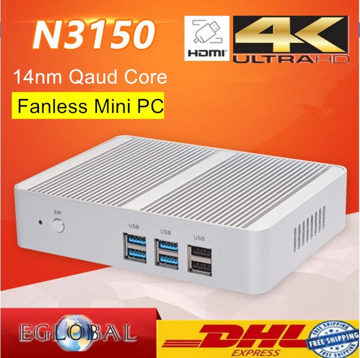 Eglobal Intel Celeron N3050 in Mini PC 14nm Quad Core Windows Desktop Computer 4KHTPC 2*HDMI+VGA+2*Lan+WIFI TV BOX free shipping