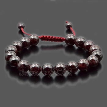 

5PCS/Lot Red Garnet Fashion Men's 10mm Natural Gem stones Macrame Beads Yoga Mala Beaded Bracelet Adjust Handmade Wholesale