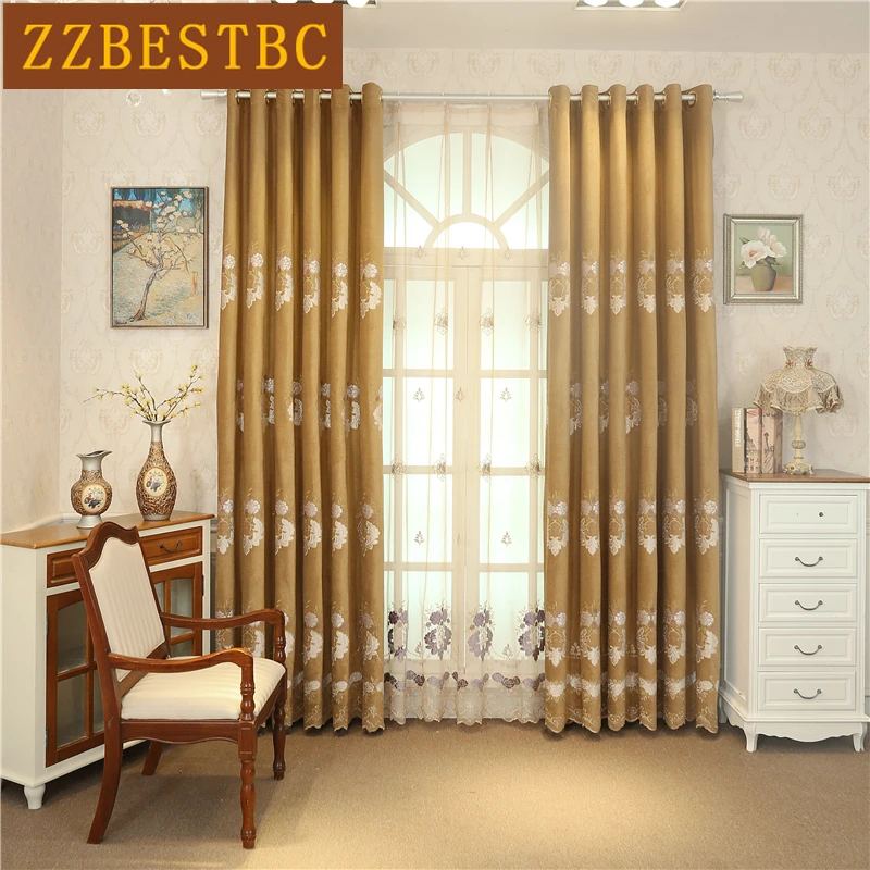 

European luxury modern garden blackout curtains for living room window curtain bedroom window curtain kitchen Flat curtains