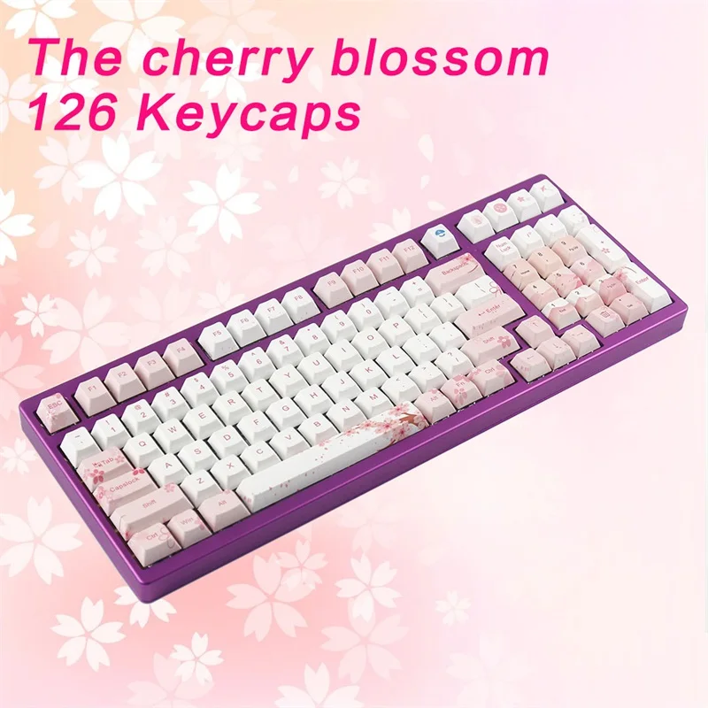 Kbdfans Новое поступление пять поверхностных сублимационных Сакура keycaps 126 клавиш