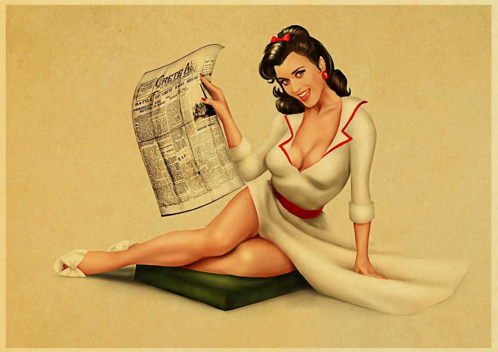 Вторая мировая война Америка Pin up girl Sexy girl винтажный бумажный плакат настенная живопись украшение дома 42X30 см 30X21 см - Цвет: E104