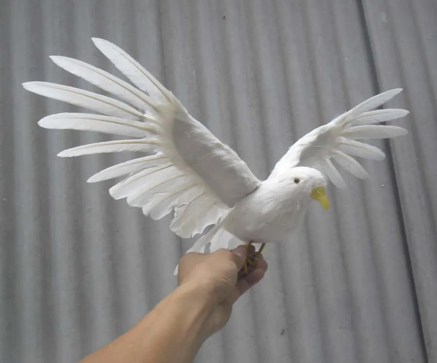 

45x28cm simulation Bird feathers dove toy spreading wings white bird of peace model home decoration filming prop h1082