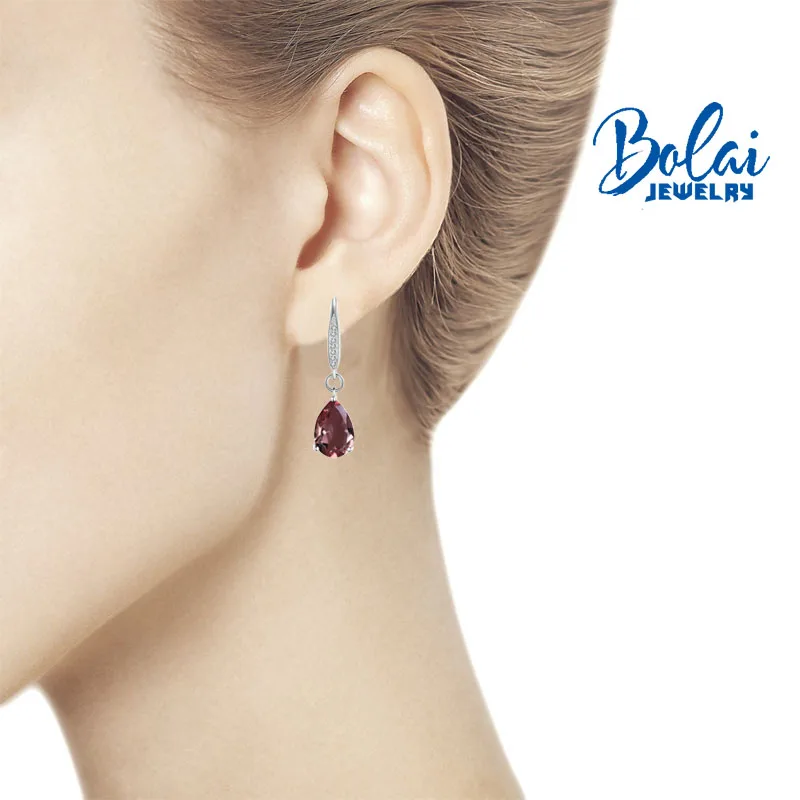 Bolaijewelry, серьги из зултанита, серебро 925 пробы, в форме капли воды, стильные женские ювелирные изделия с драгоценным камнем, меняющим цвет, отличный подарок