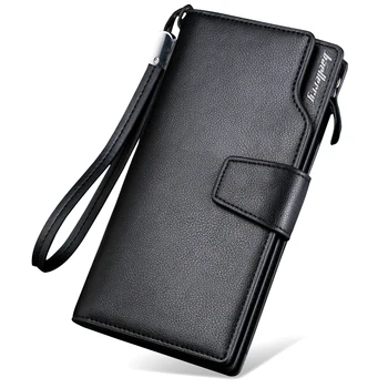 Top Quality  leather long wallet men pruse male clutch zipper around wallets men women money bag pocket mltifunction