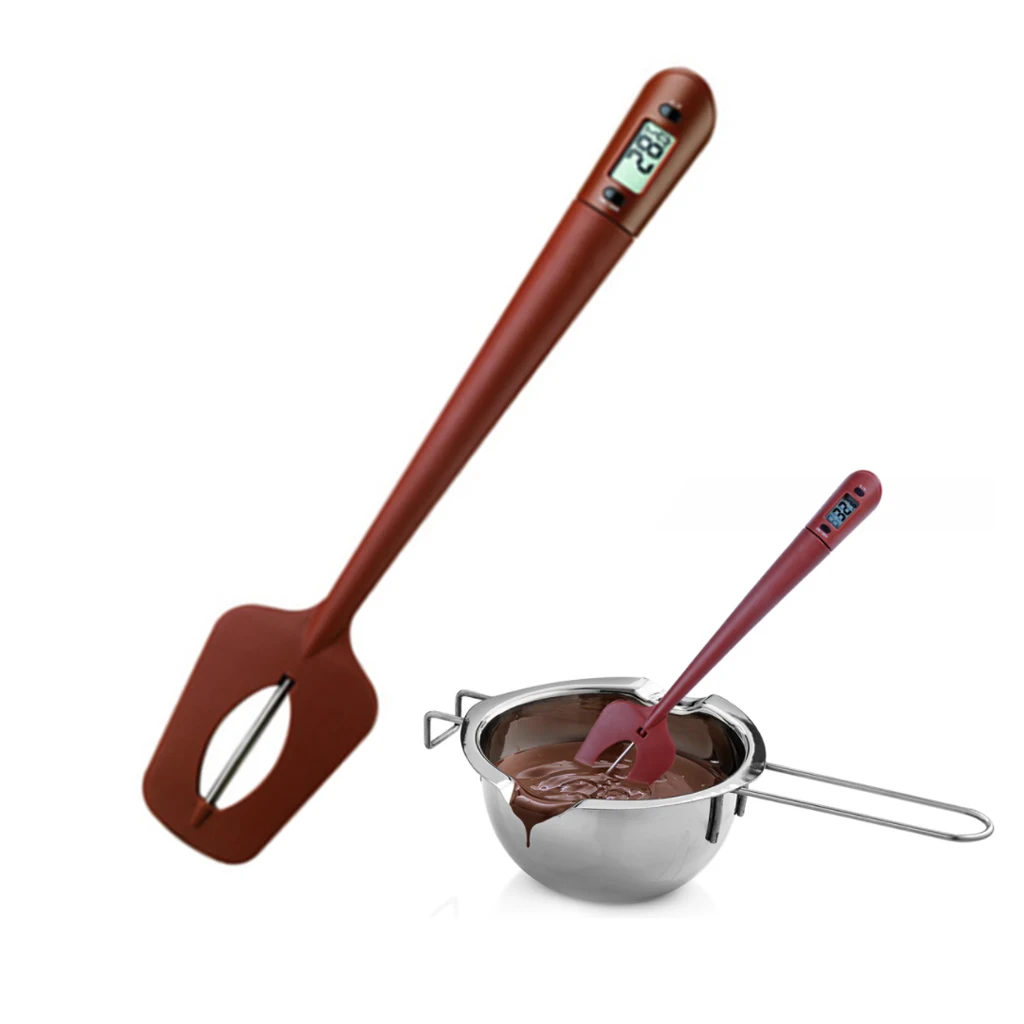 Цифровая силиконовая металлическая кулинарная лопатка, термометр с ЖК-дисплеем, отличный шпатель для конфет, варенья, шоколада, кухонный инструмент для выпечки и готовки