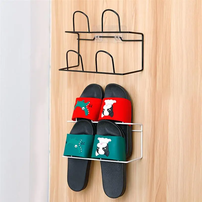 1pcs Creative Double layer Wall Mount Shoes Rack Slippers