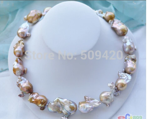 

~~ W&O653 >P3698 18" LAVENDER BAROQUE KESHI REBORN PEARL NECKLACE